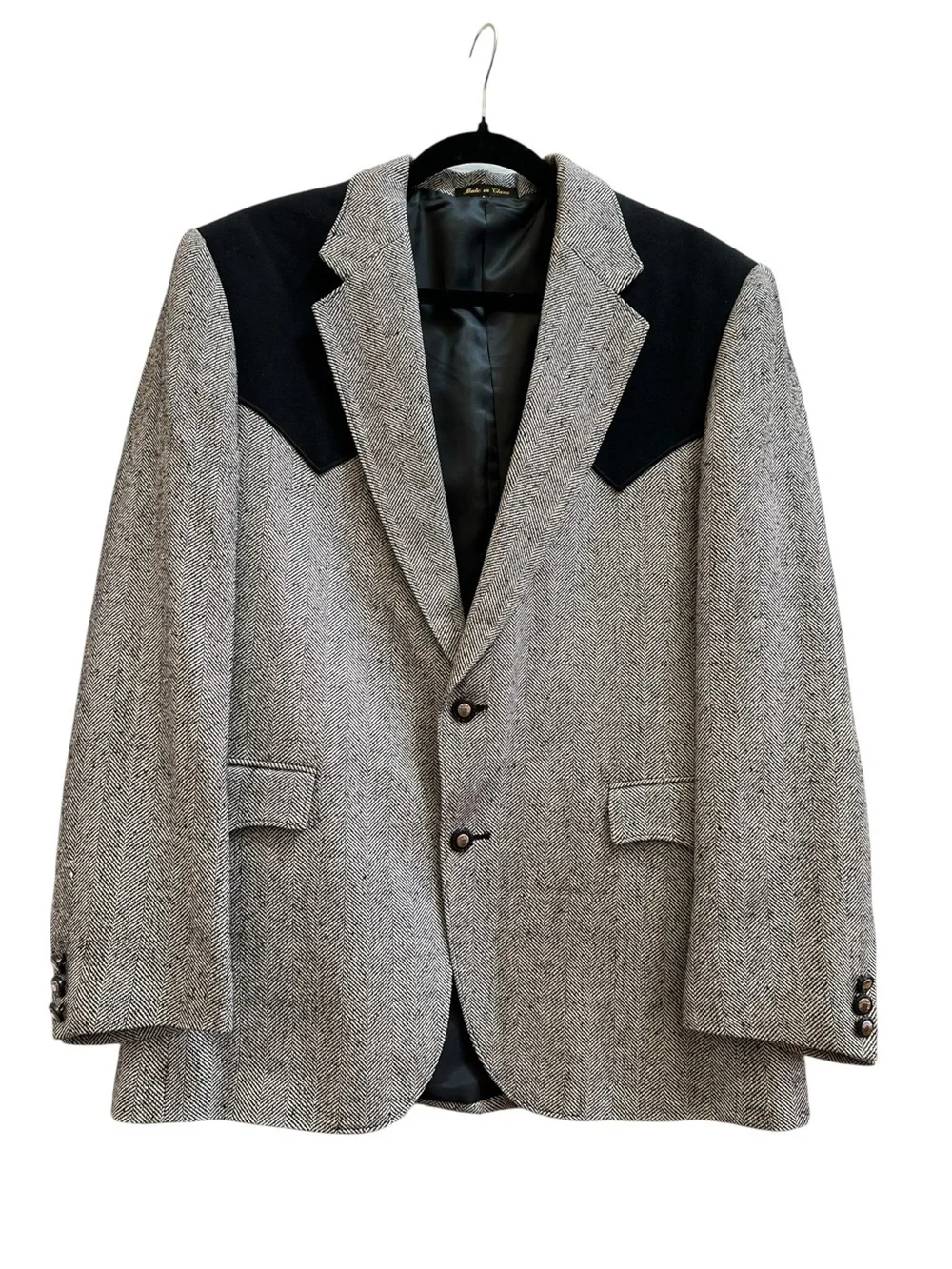 Circle S 40R 100% Silk Western Blazer Herringbone Cowboy Sport Coat Ranchwear